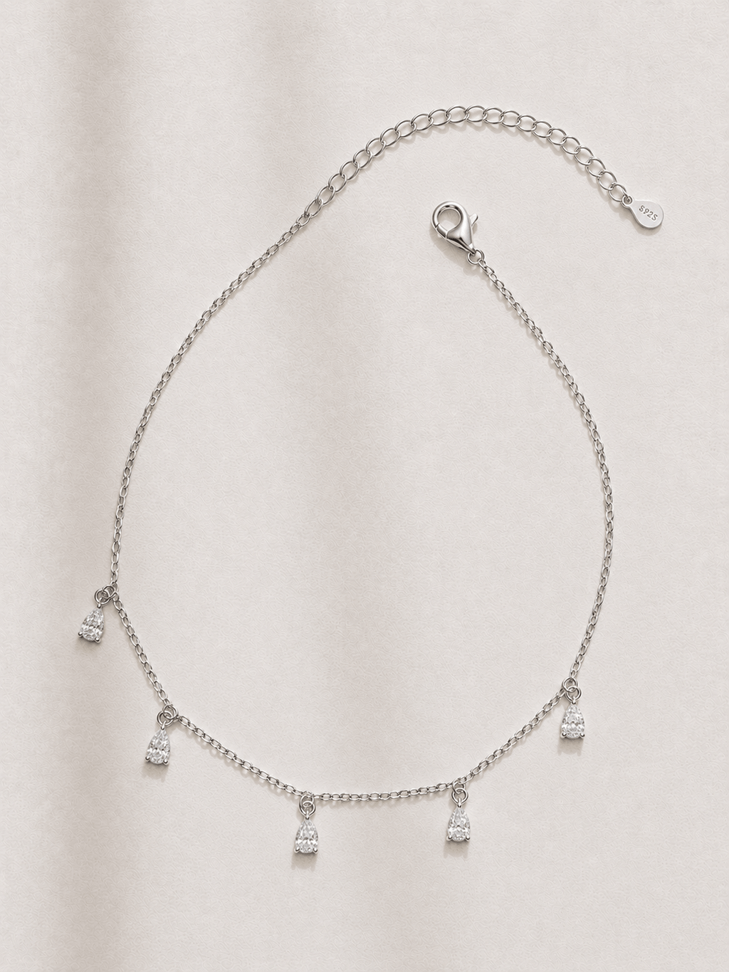 Silver Teardrop Anklet