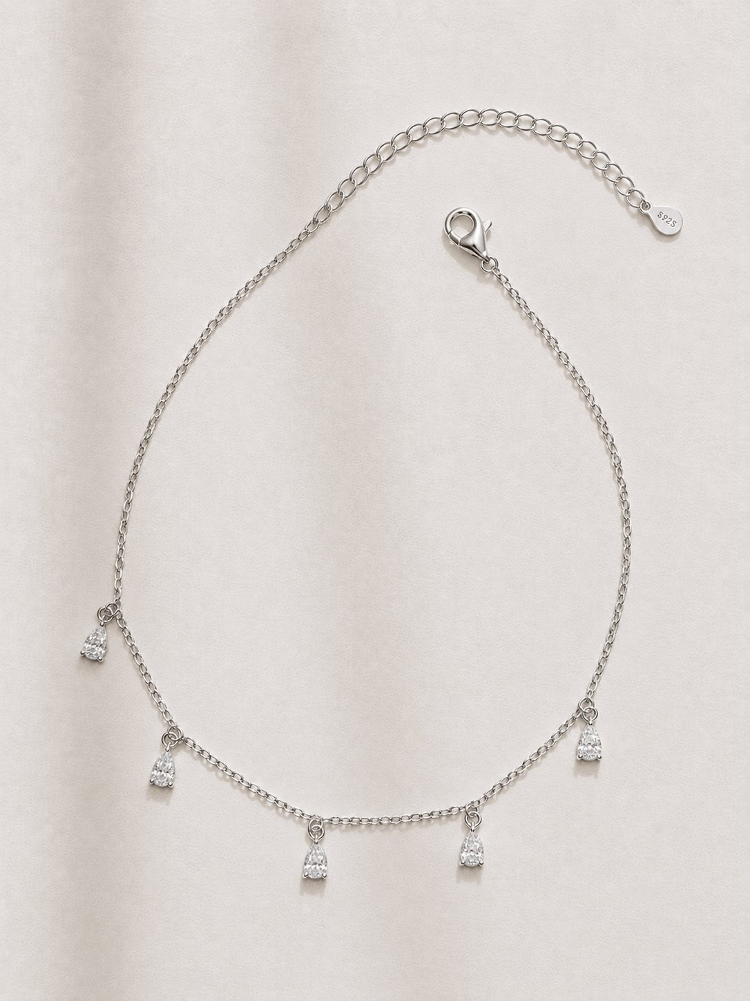 Silver Teardrop Anklet