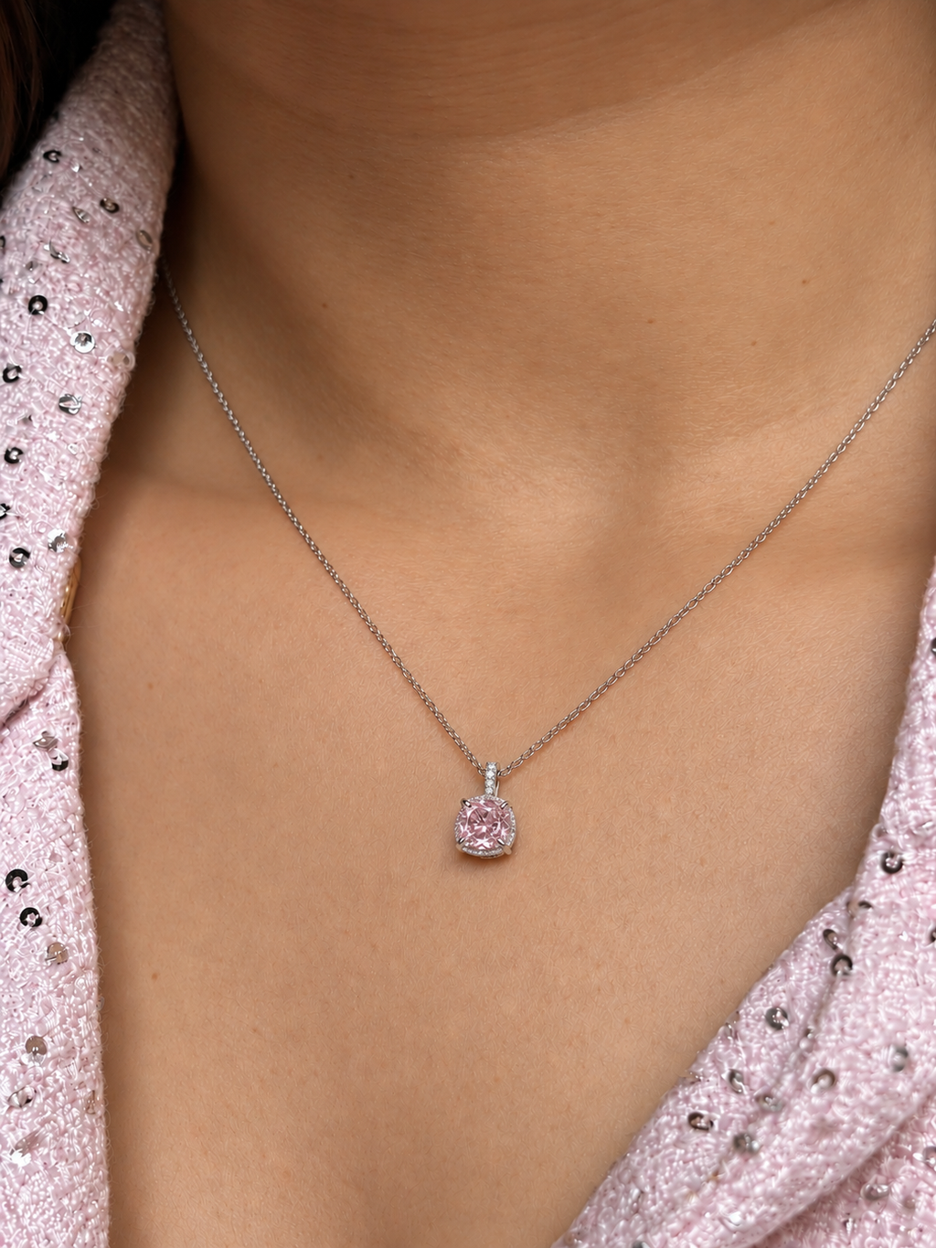 Blush Cushion Necklace