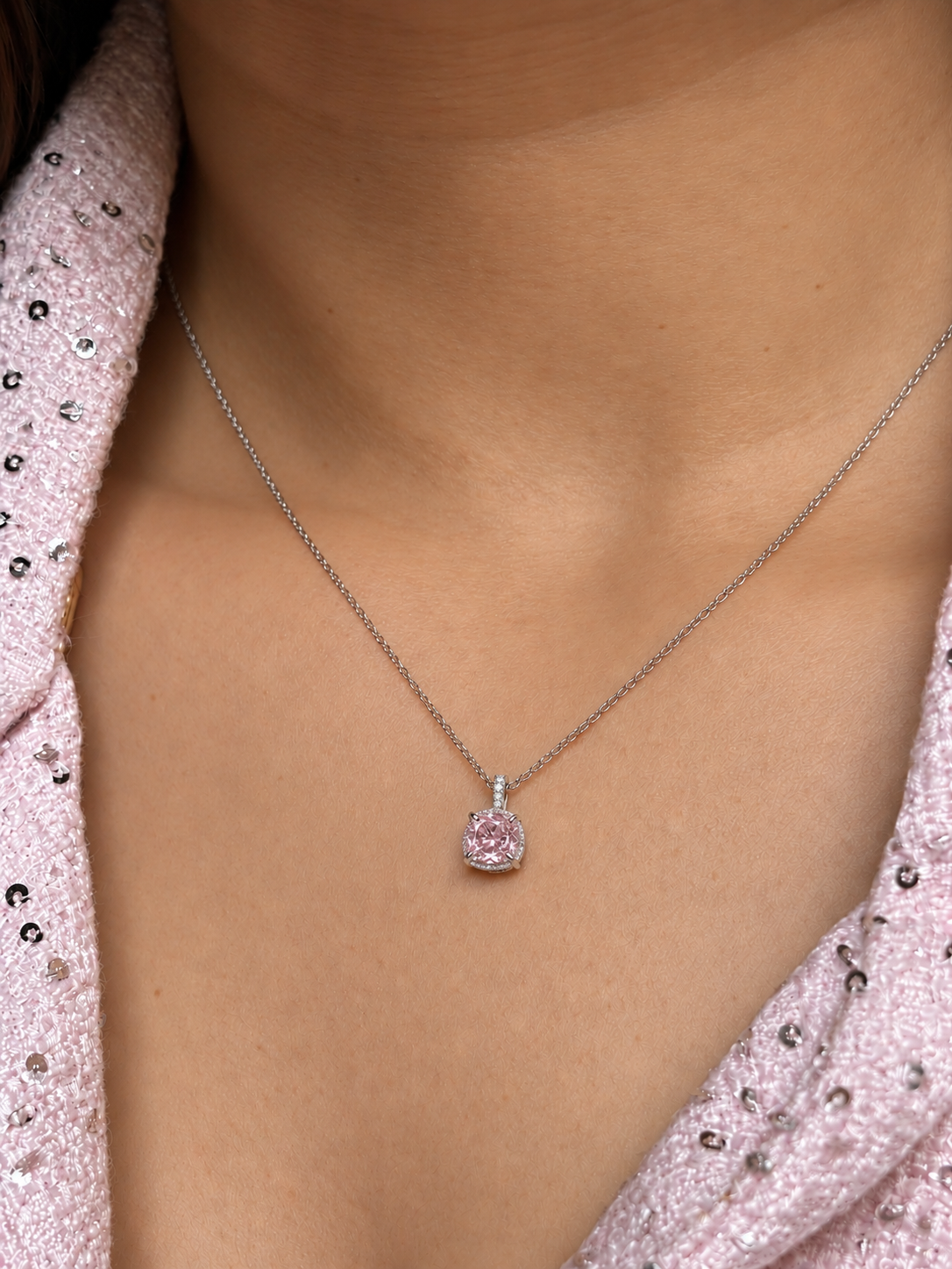 Blush Cushion Necklace